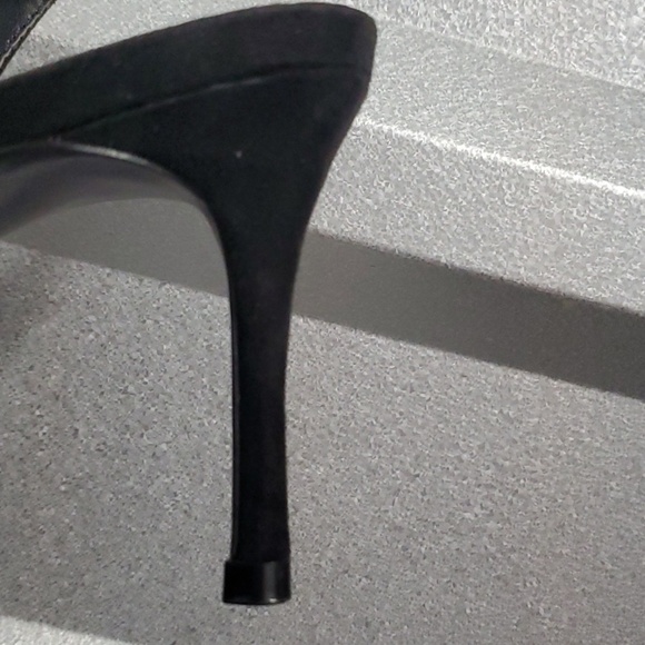 Nine West Shoes womens Size 7-1/2 7.5 Black Suede Like Slingback Pumps Buckle - Picture 5 of 5